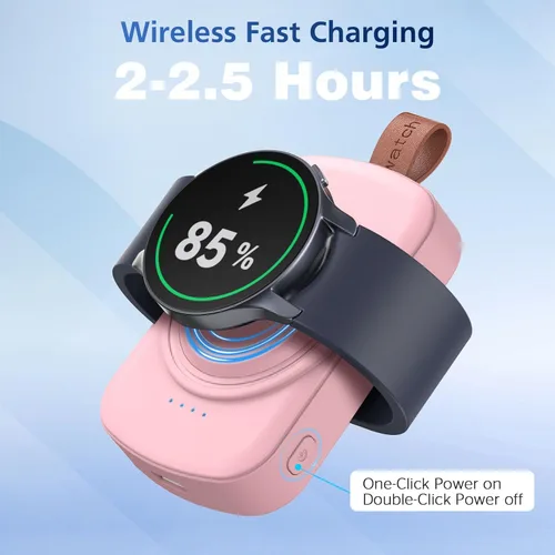 Miniatura 3 de Cargador portátil para Samsung Galaxy Watch, 1800 mAh para Samsung Galaxy Watch 7/Ultra/6/6 Classic/5/5 Pro/4/3, Active 2/1, magnético inalámbrico