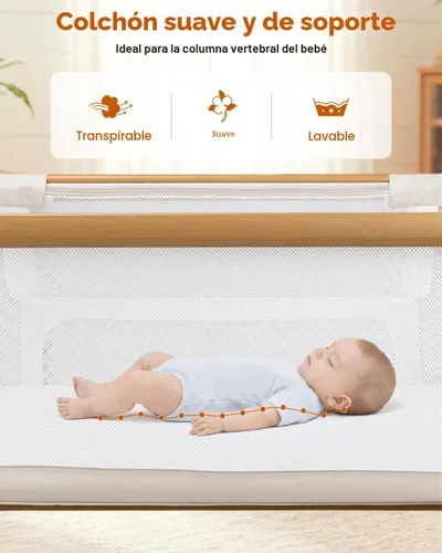 Miniatura 5 de suihuooo Bassient para bebé con ruedas y almacenamiento, cuna mecedora para bebé, cama de noche