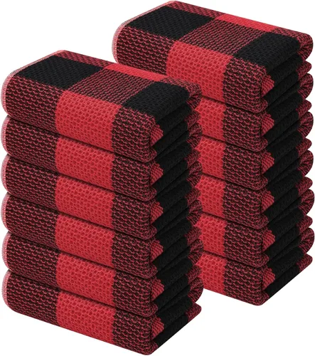 Miniatura 21 de Mordimy Toallas de cocina 100% algodón con tejido de gofre, 13 x 28 pulgadas, paños de cocina súper suaves y absorbentes para secar platos, paquete
