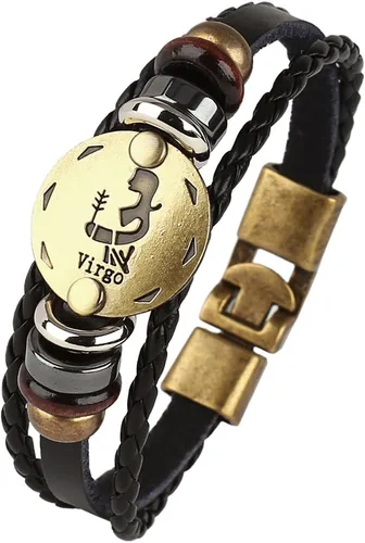 Miniatura 62 de Hamoery Pulsera de cuero de aleación punk para Constellation trenzada pulsera pulsera brazalete