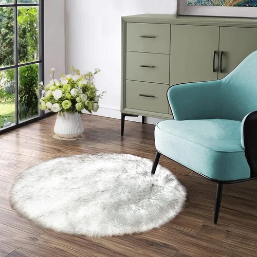 Miniatura 97 de Latepis - Tapete rectangular de piel sintética tipo lana de oveja suave, esponjosa y lavable para sala de estar, dormitorio, sala de juegos o Blanco