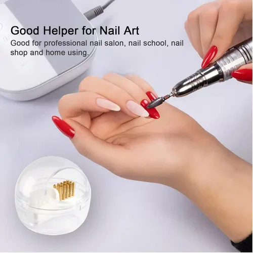 Miniatura 7 de LXIANGN Brocas de uñas con cubierta transparente, alambre de nailon y alambre de acero para limpiar brocas de carburo/cerámica, diseño