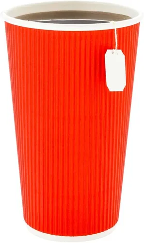 Miniatura 7 de Restaurantware Vasos de café desechables de pared ondulada de 16 onzas, 500 vasos de papel rojo aislados con diseño de borde enrollado, las tapas se