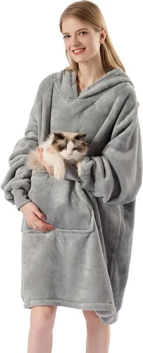 Miniatura 21 de Krifey Manta con capucha de sherpa de gran tamaño como regalo de cumpleaños para mamá, mujer, novia, hombre, acogedora sudadera con bolsillo gigante