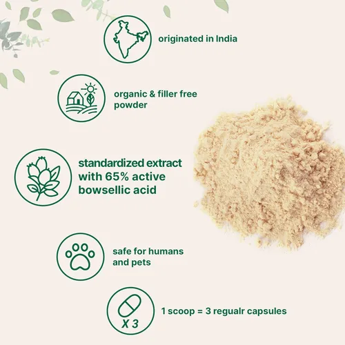 Miniatura 3 de Extracto de Boswellia Serrata en polvo orgánico, 8 onzas, suplemento de boswellia puro con 65% de ácido boswélico, apoya la salud
