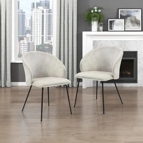 Lexicon Juego de 2 sillas de comedor, modernas sillas de cocina y comedor, asiento acolchado tapizado de terciopelo, respaldo redondo, sin brazos,
