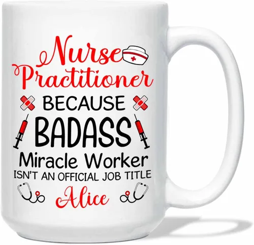 Miniatura 14 de Taza de enfermera practicante con nombre personalizado, regalo NP, taza de café para estudiante de enfermería, regalo médico personalizado