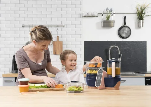 Miniatura 3 de Babymoov Paquete de almacenamiento y fabricante de alimentos para bebés - Duo Meal Station XL 6 en 1 licuadora de vapor + 6 tarros de vidrio