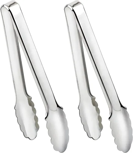 Miniatura 7 de Paquete de 2 pinzas doradas para servir, para ensalada, para bufé, antideslizantes y de fácil agarre, de acero inoxidable, chapadas en oro