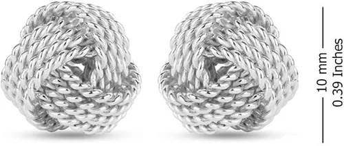 Miniatura 4 de LeCalla - Juego de 2 pares de pendientes de plata de ley con nudo de amor para mujeres adolescentes