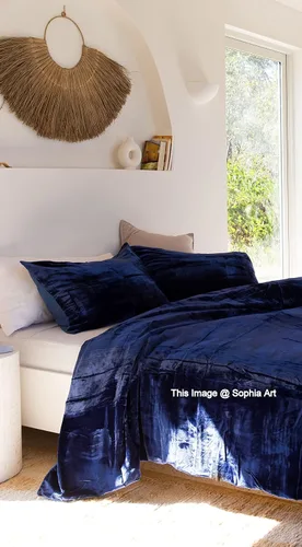 Miniatura 26 de Sophia-Art - Juego de 3 piezas de ropa de cama de terciopelo de rayón ultra lujo, funda de edredón boho de un solo color, funda de colcha