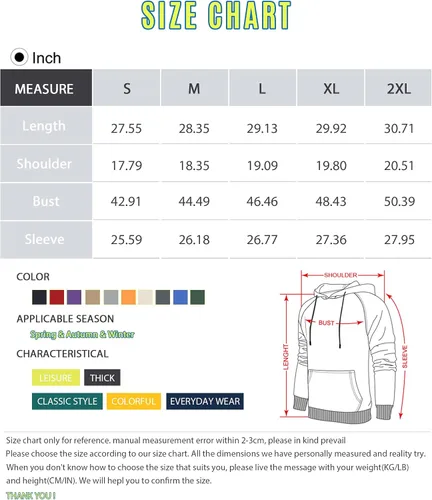 Miniatura 7 de Lulucleaf Sudadera con capucha para hombre, diseño de bloques de color, casual, de vellón, manga larga, con capucha