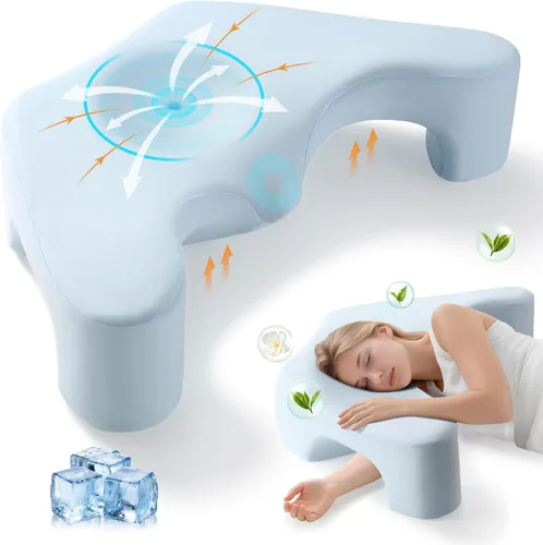 Miniatura 7 de Almohada para dormir de lado para aliviar el dolor de hombro, almohada de espuma viscoelástica con diseño de orificio para el brazo y soporte