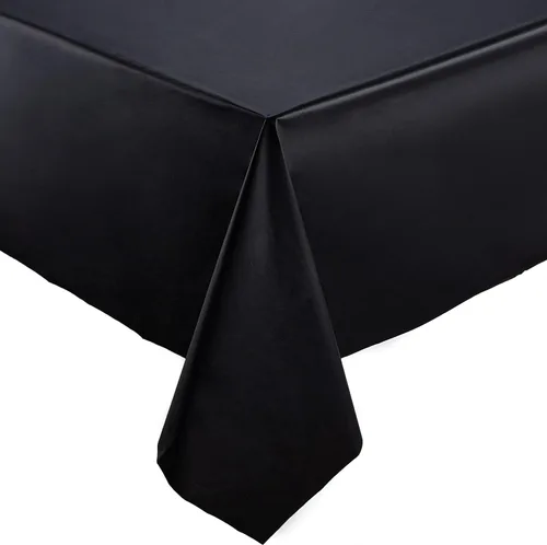 Miniatura 2 de Mantel de plástico desechable de alta calidad de 54 x 108 pulgadas, manteles rectangulares decorativos para mesa (6, negro)
