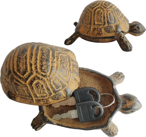 Ocultar una llave fuera - Ocultador de llaves de repuesto - Ocultador de llaves para exteriores, caja de llaves de estatuas de tortuga de jardín