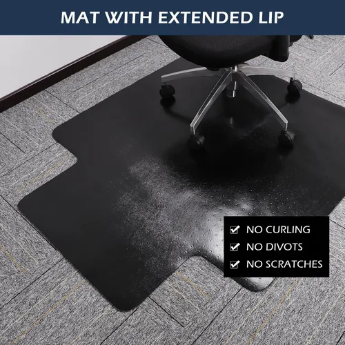 Miniatura 5 de SALLOUS Tapete para silla de oficina para alfombra, 45" x 53" tapete resistente para sillas para suelos alfombrados, tapete antideslizante con borde