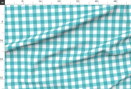 Miniatura 2 de Spoonflower Tela - Turquesa Buffalo Plaid Stripe Country Gingham Pintura impresa en tela de gasa Fat Quarter - Costura de moda Vestidos Decoración
