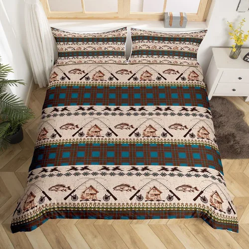Miniatura 40 de Juego de funda de edredón de oso para niños, juego de ropa de cama de animales salvajes para niños, naturaleza, vida silvestre, oso, pájaro, juego
