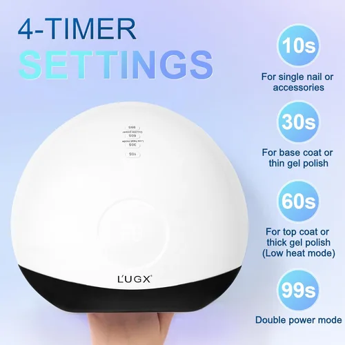 Miniatura 2 de L'UGX Lámpara de uñas LED UV de 56 W, secador de uñas para esmalte de gel, lámpara de curado con luz UV con 4 temporizadores, perfecto para manicura