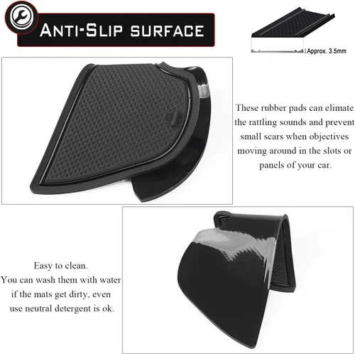 Miniatura 6 de Auovo Alfombrillas antipolvo para puerta Toyota Highlander Accesorios 2019 2018 2017 2016 2015 2014 Inserto para portavasos con revestimiento