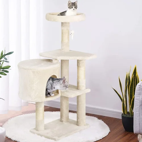 Miniatura 15 de Árbol para gatos resistente con torre de 70 pulgadas de alto, 3 perchas y 2 condominios acogedores, poste de sisal y escaleras para gatos grandes
