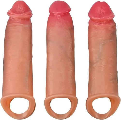 SXOVO Consoladores realistas de silicona líquida para el pene, 3 piezas para el pene, juguete sexual realista de vetas y glande para pene, juguete