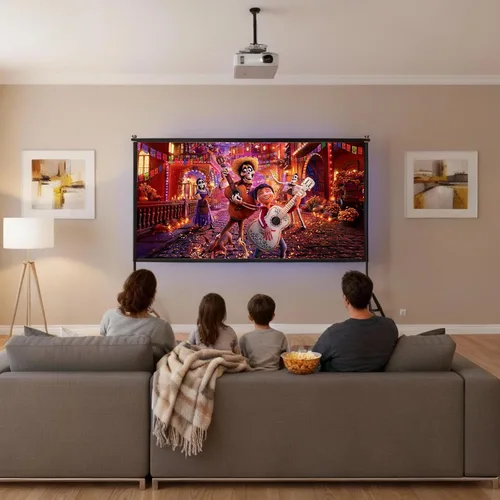 Miniatura 9 de Wootfairy Pantalla de proyector de 120 pulgadas con soporte: Pantalla de cine portátil plegable para interiores y exteriores, 16:9 4K HD, sin