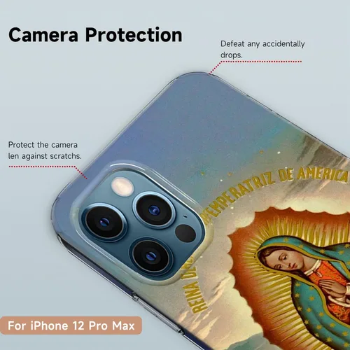 Miniatura 3 de Funda transparente adecuada para Samsung Galaxy S22 Ultra con patrón católico de Guadalupe Virgen María y cuatro esquinas reforzadas a prueba