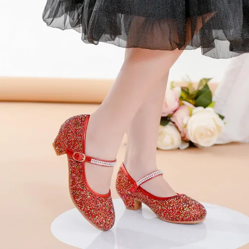 Miniatura 2 de Motasha Zapatos de vestir para niñas pequeñas, zapatos de princesa con flores, tacones bajos, fiesta, boda, para niños pequeños y grandes