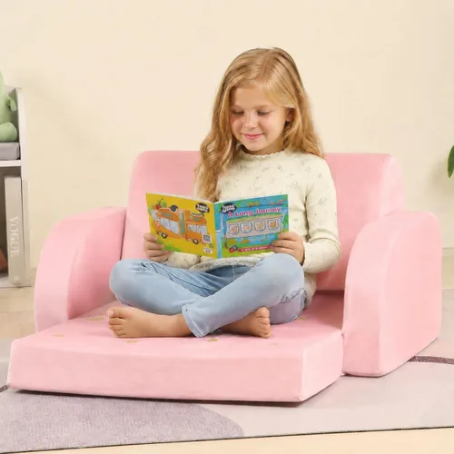 Miniatura 9 de MOMCAYWEX Sofá para niños, sofá abierto 3 en 1, cómodo tumbona para niños, tela de terciopelo, gris