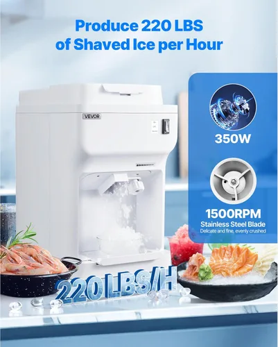 Miniatura 2 de VEVOR Máquina de afeitar de hielo, máquina eléctrica de cono de nieve, máquina de hielo afeitado de 265 libras/h, trituradora de hielo de 250 W