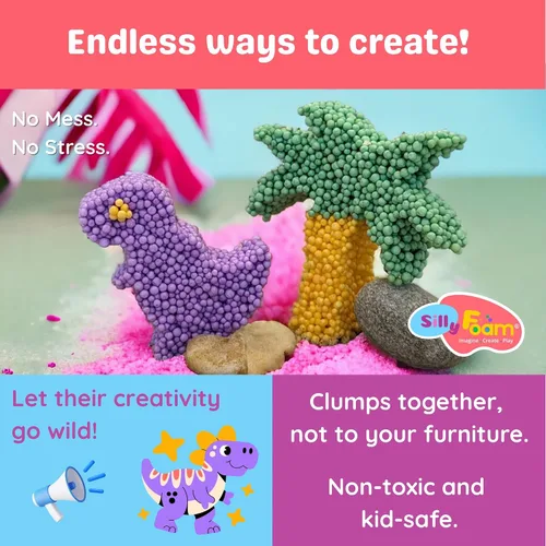 Miniatura 4 de Espuma Tonta, Cuentas de Espuma de Modelado Creativo, Paquete de 2 de 6 Primarios + 6 Bloques Pastel Neón, Sin Slime Sin Desorden, Perfecto