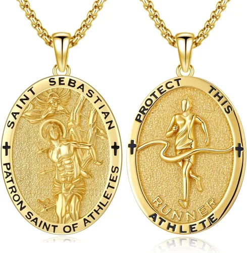 Miniatura 271 de Collar con colgante de plata de ley 925 con medalla de San Patrón, joyería religiosa para hombres y mujeres, con cadena de acero inoxidable 316L