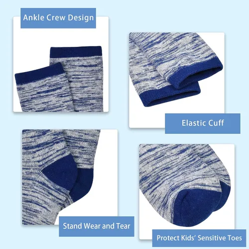 Miniatura 3 de Calcetines para niños, 12 pares de calcetines deportivos para niños pequeños y niñas (1 a 14 años), juego de calcetines atléticos de media