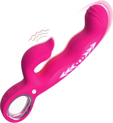 Vibrador de empuje para adultos, juguetes sexuales 3 en 1, vibrador de punto G con dedo para mujeres, juguetes sexuales - 7 modos de empuje y 7 Rojo
