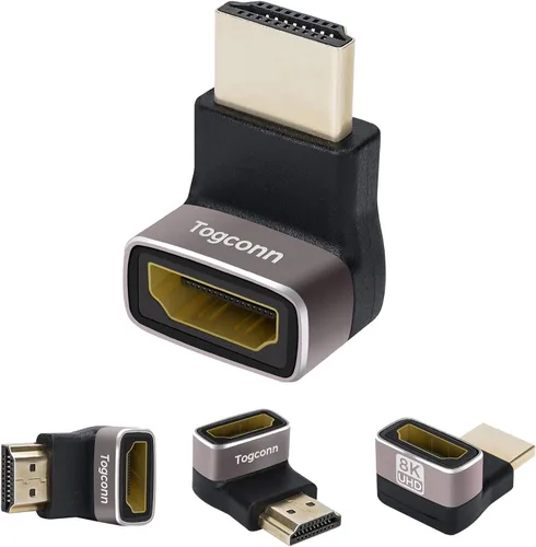 Miniatura 8 de Adaptador HDMI Plano de 8K de 90 Grados y 270 Grados Chapado en Oro Paquete de 2, Adaptador Plano Vertical HDMI Macho a Hembra en Ángulo Recto