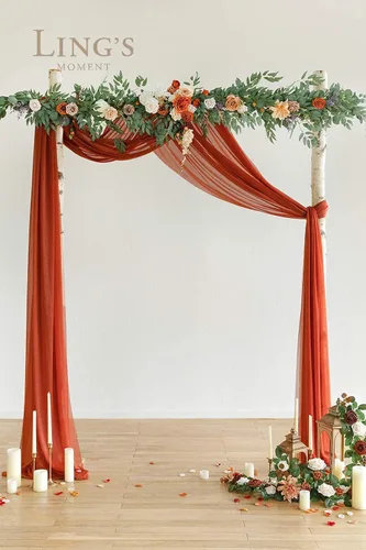 Miniatura 4 de Ling's moment Guirnalda de flores de otoño de 9 pies para decoraciones de fondo - Flores de arco de boda, eucalipto y rosa, guirnalda floral O
