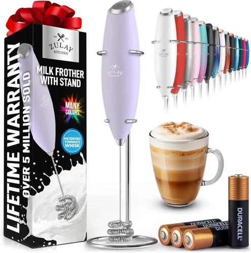 Miniatura 73 de Zulay Kitchen Espumador de leche de mano con pilas Duracell AA – Mezclador eléctrico ultrarrápido y creador de espuma, mezclador de bebidas fácil