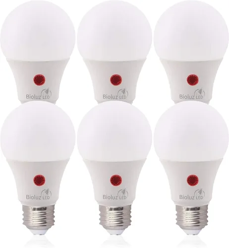Bioluz LED Paquete de 3 bombillas amarillas para insectos del anochecer al amanecer, 9 W (equivalente a 60 W), bombilla LED A19 con sensor de