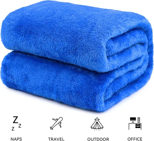 Miniatura 3 de Manta de Forro Polar Suave Acogedora y Ligera, Mantas Cálidas de Felpa Azul de Otoño, Mantas para Sofá Cama, Camping, Viajes, Picnic, Exterior, Ropa