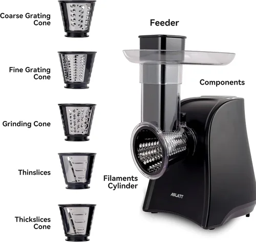 Miniatura 3 de Cortador eléctrico, rallador eléctrico de queso para uso en la cocina del hogar, triturador de queso con control de un solo toque, máquina para Negro