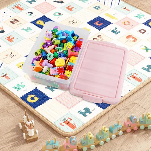 Miniatura 4 de Caja de almacenamiento de plástico con pestillo de 14 cuartos, contenedor de almacenamiento de plástico debajo de la cama con tapas rosas, 2 paquetes