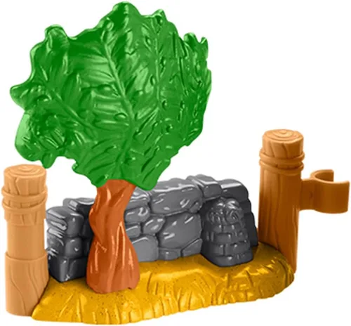 Pieza de repuesto para juego de pesebre Fisher-Price Little People – HMX70 ~ Porción de valla de pared de árbol y piedra – Se engancha en el