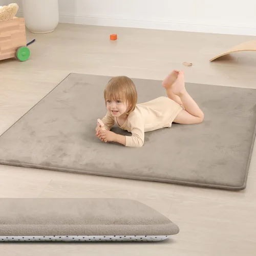 Miniatura 29 de Huloo Sleep Alfombra de Juego para Bebés para Piso, Espesor de 1.3" de Espuma Elástica, Alfombra de 1.27m×1.27m para Tiempo de Barriga, Terciopelo