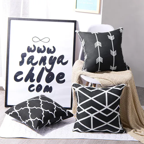 Miniatura 2 de BEDSUM Funda de almohada de microfibra, suave, decorativa, geométrica, abstracta, triangular, funda de cojín cuadrada para sofá, dormitorio, 18 x 18