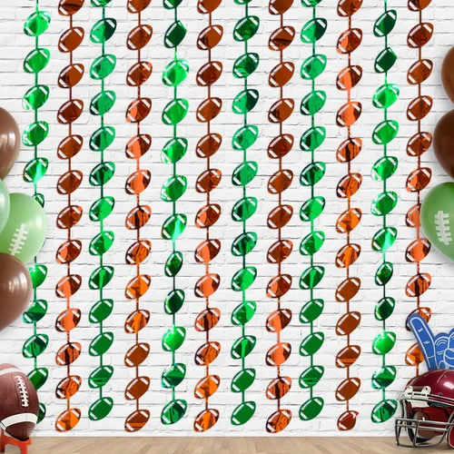LOLStar Decoraciones de fiesta de fútbol, paquete de 3 cortinas de flecos de papel de aluminio, 3.3 x 6.6 pies, accesorios de cabina de fotos verde