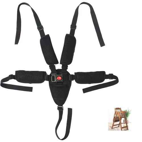 Arnés universal de 5 puntos para bebé, arnés ajustable correa de seguridad para bebé, cinturón de seguridad infantil con 5 almohadillas para silla