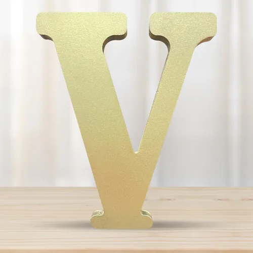 Miniatura 8 de Letras de madera doradas 3D de 4 pulgadas, letras del alfabeto de madera sin terminar para decoración de pared, manualidades de madera, letras