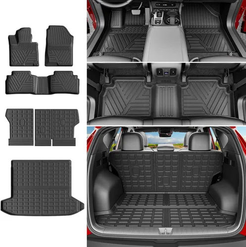 Miniatura 29 de powoq Tapete de suelo compatible con Honda Pilot 2016-2022 con alfombrilla de respaldo, forro de carga de repuesto para accesorios Honda Pilot