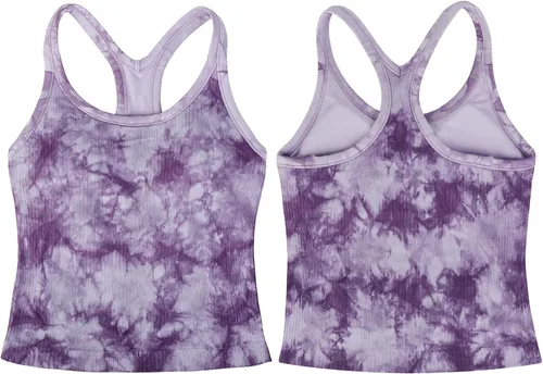 Miniatura 15 de sphinx cat - Camiseta corta de entrenamiento para mujer, camiseta sin mangas, acanalada, con espalda cruzada y brasier integrado